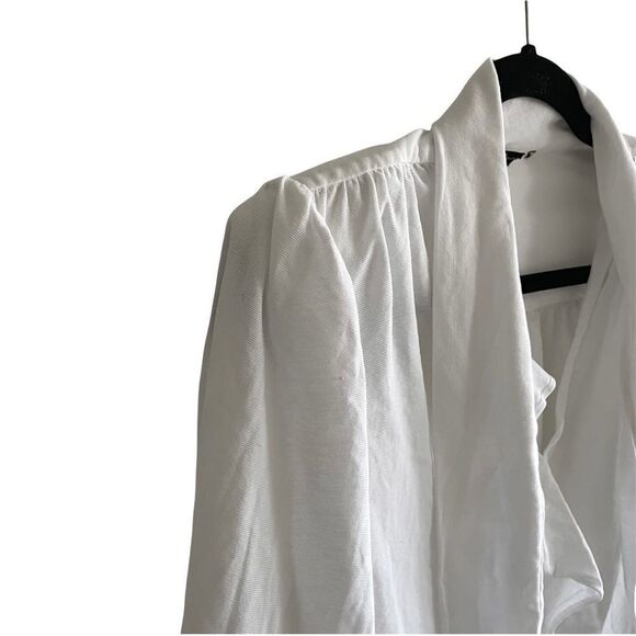 MASSIMO DUTTI White Cotton Popover Long Sleeve Blouse L - Picture 5 of 8